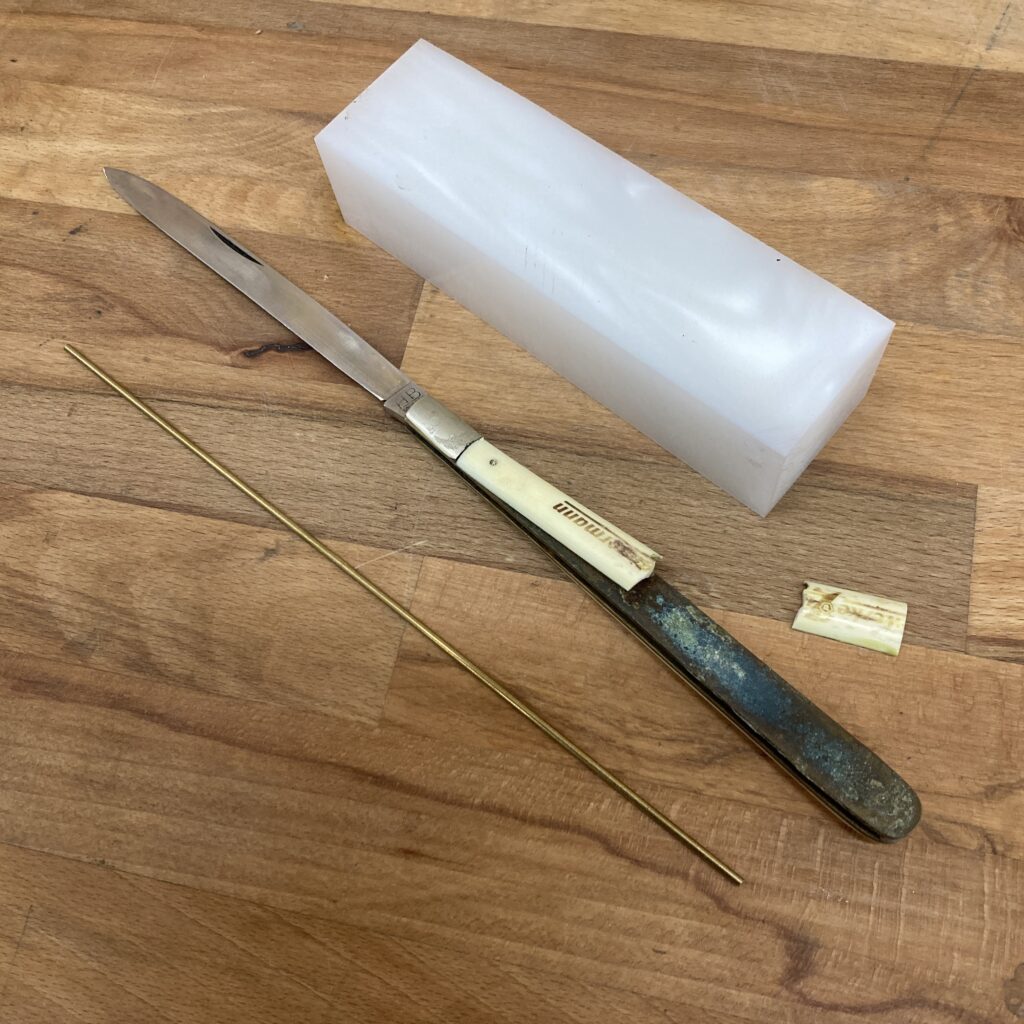Taschenmesser Perlmutt – Vorher